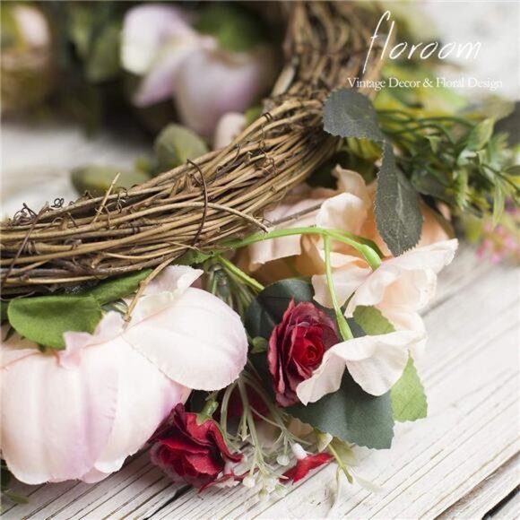 Floral Wreath,Artificial Peony Wreath,15''-16'' Front Door Decorations WallDecor - Picture 13 of 16